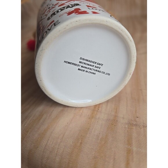 Valentines Day Plush In A Latte Mug LOVE HEARTS CERAMIC -SMALL PLUSH BEAR - Picture 12 of 13